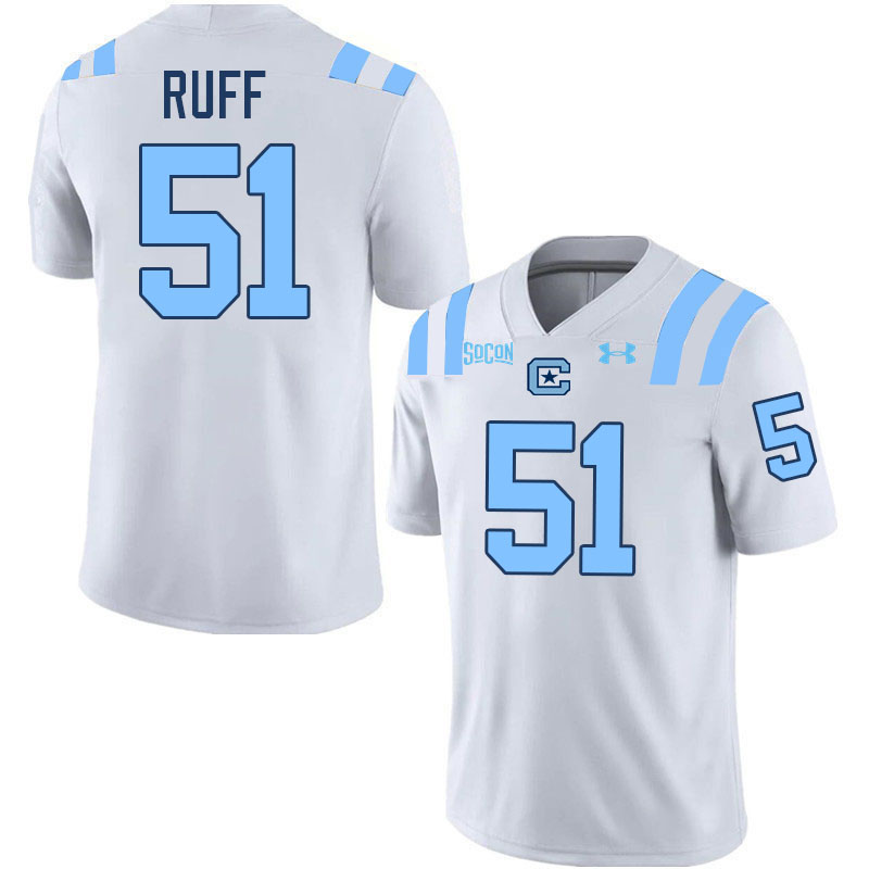 The Citadel Bulldogs #51 Brian Ruff College Football Jerseys,Uniforms-White